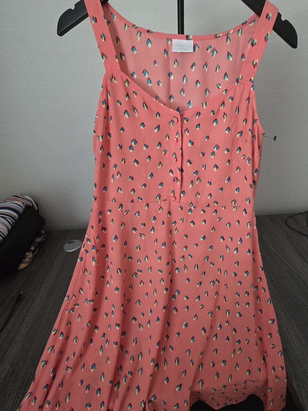 Coral Printed Sundress with Button Front - Ladies